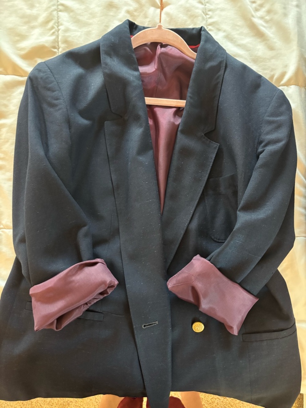 Women’s Vintage Talbots Navy Blazer with Burgundy Satin Lining